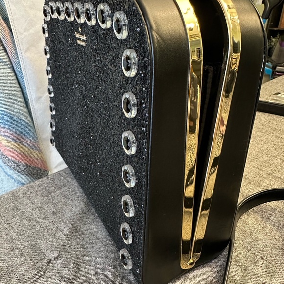 Glitter black Kate spade kiss lock satchel - Picture 15 of 15